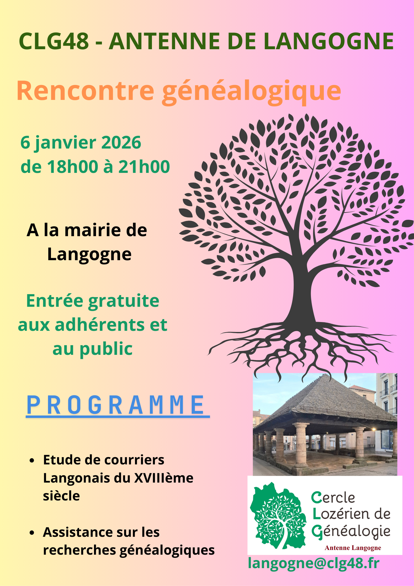 Rencontre généalogique à Langogne 6 janvier 2026