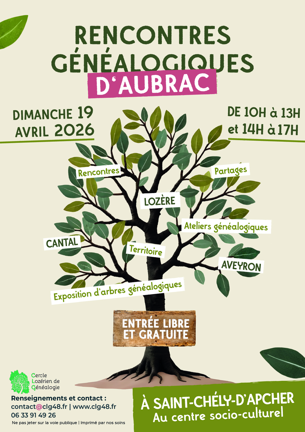 Rencontres Généalogiques d'Aubrac 19 avril 2026